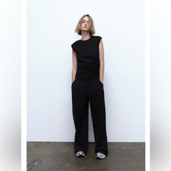 ZARA RUCHED INTERLOCK TOP M - Picture 1 of 7